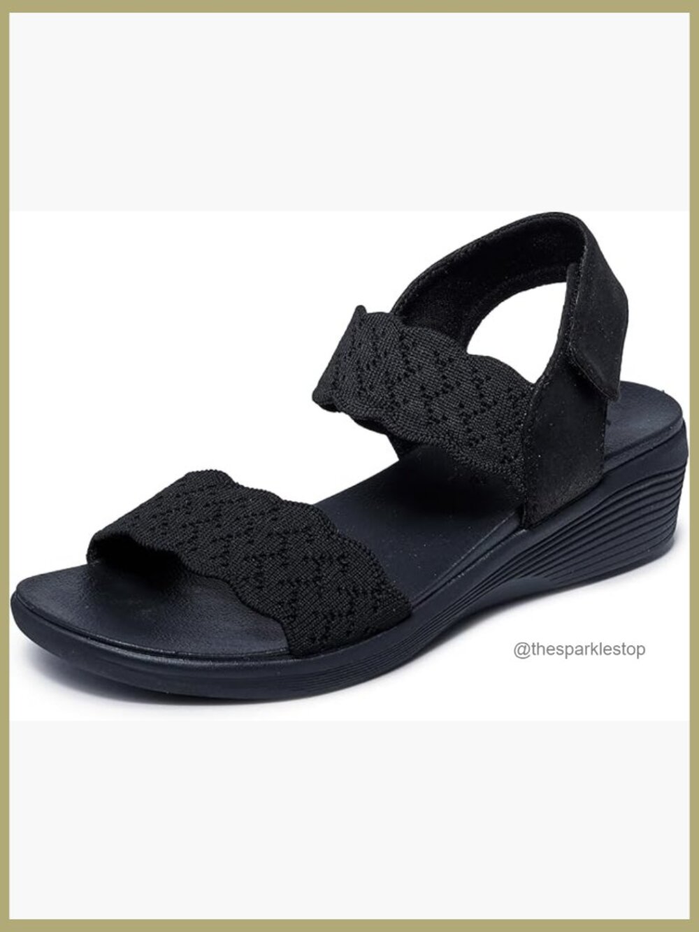 Women's Wedge Sandals - Hook & Loop Closure, Lightweight Canvas